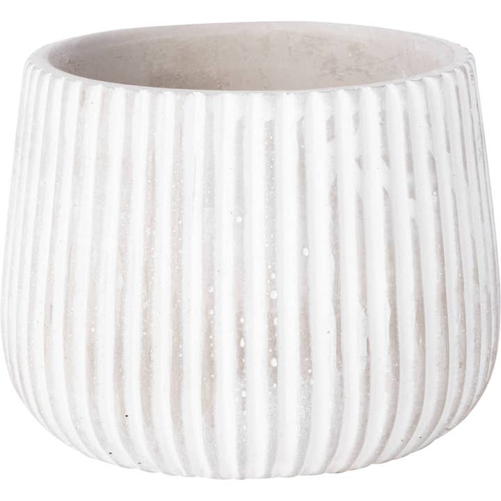 GE32453: Ribbed Stone Effect Pot Cover, Small 4x5.5x5.5in for wholesale by Silver Tree Home & Holiday