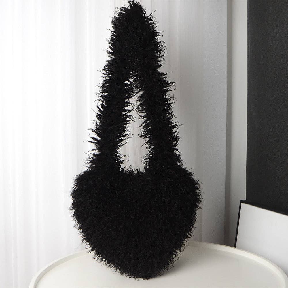 Sweetkama - Wholesale Crossbody Bag - Women's - Ladies Y2K Heart-Shaped Plush Bag SKAB409119