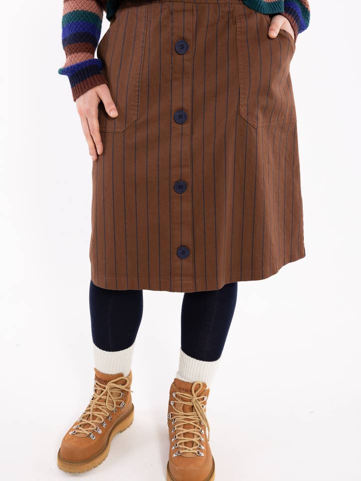 Danekage Stretch Canvas Kjol Brun/Mörk Marinblå för wholesale av Danefae København