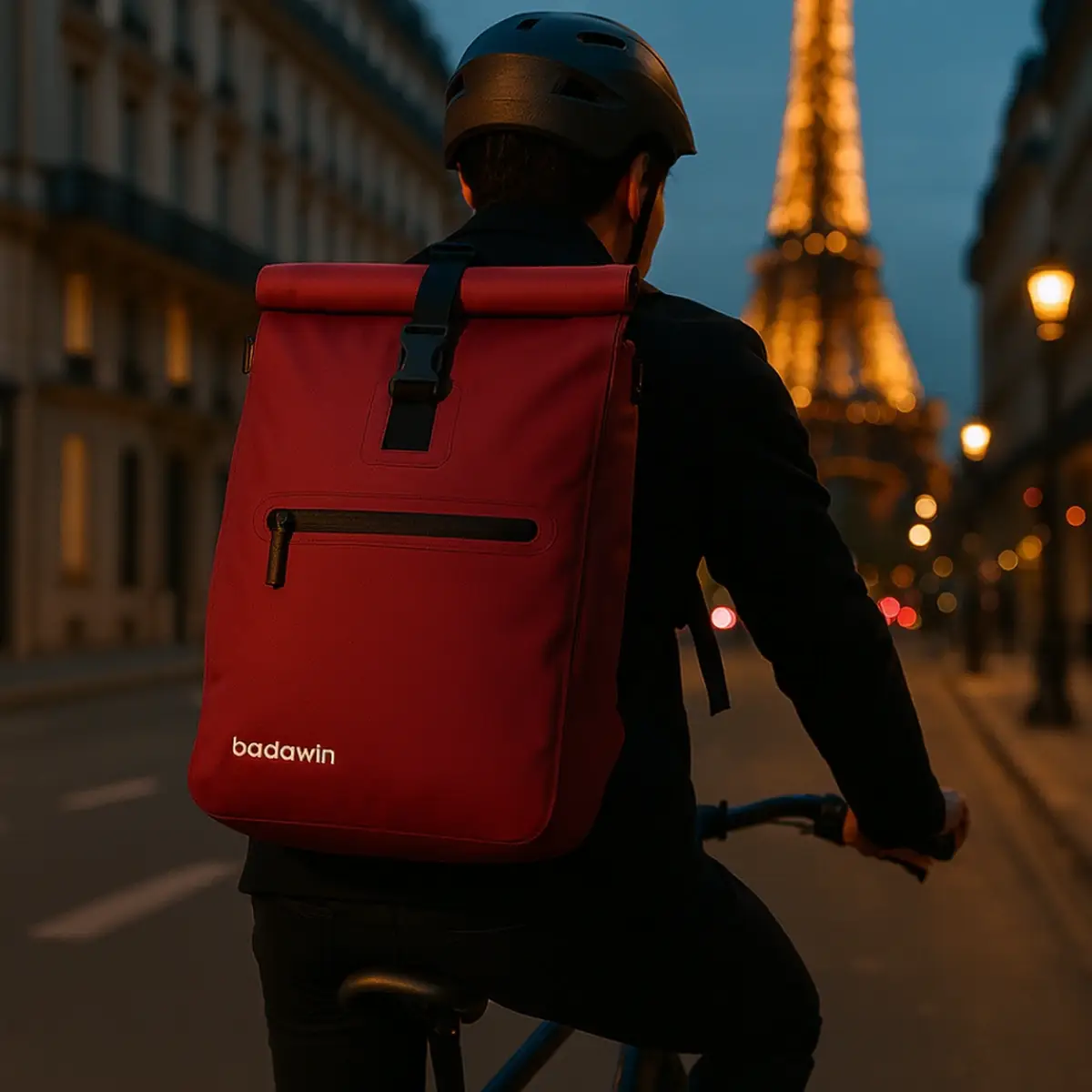 BADAWIN - Wholesale Biking Accessories - Ali waterproof bike backpack – 2-in-1 burgundy pannier4