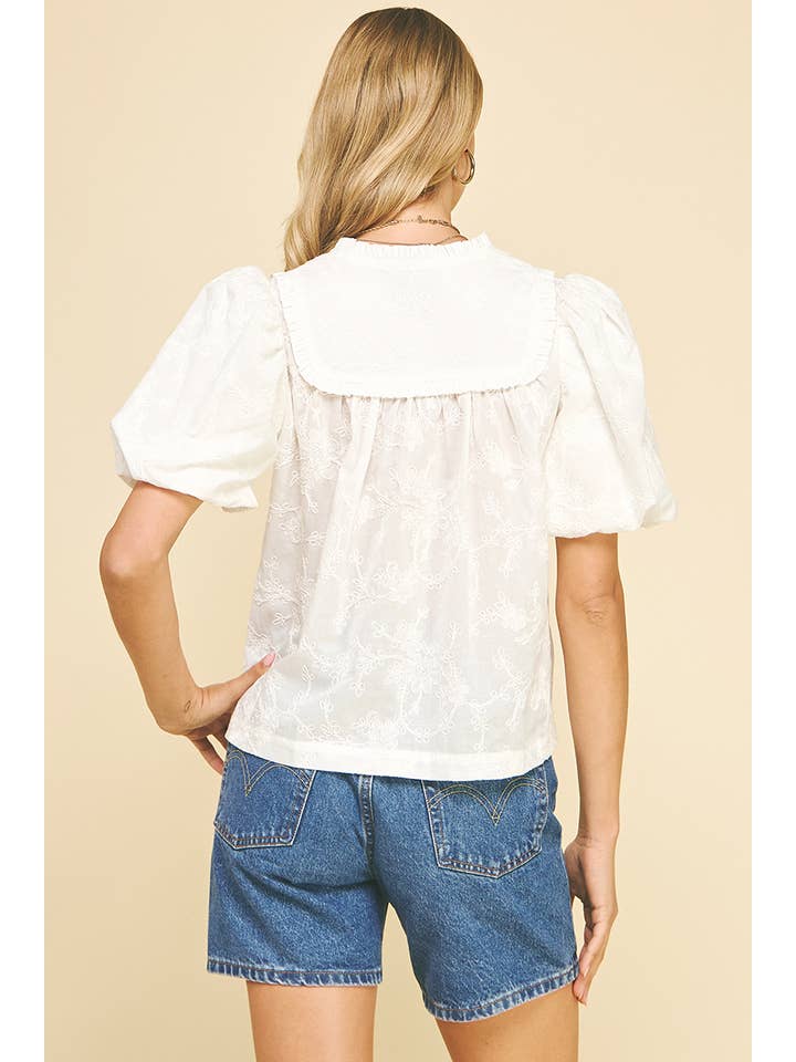 PINCH - Wholesale Blouse - Women's - EYELET BALLOON SLEEVE BLOUSE TOP