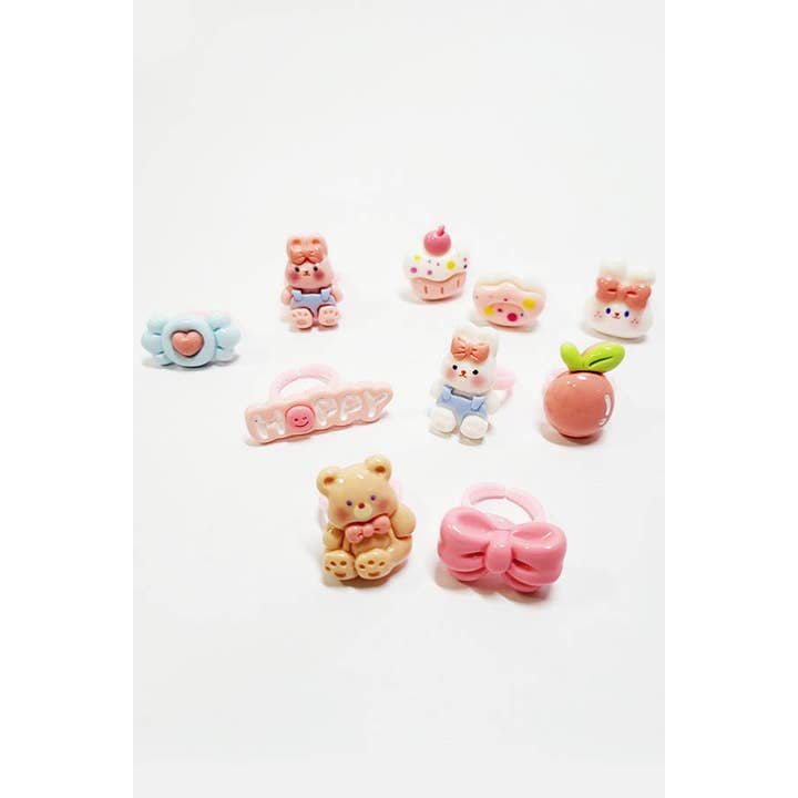 Funteze - Wholesale Band/Stacked Ring - 50 pcs Kids Ring Set