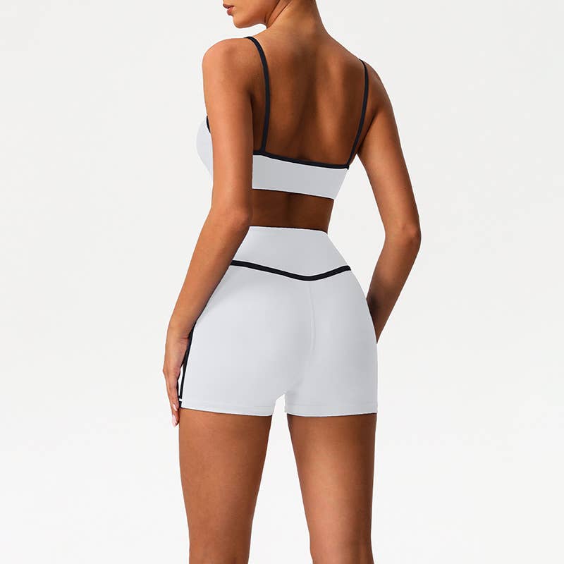 WONDERXFANS - Vente Ensemble de sport – femme - Ensemble 2 pièces : soutien-gorge à coussinets intégrés + short taille haute11