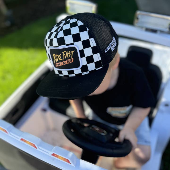 Komplete Kaos - Wholesale Kids Hat - Kids - Checkered Ride Fast Snapback (Black Bill)0