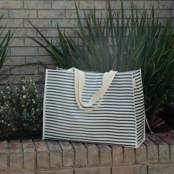 Black Thin Stripe XL All Day Bag with Matching Removable Pouch for wholesale on Faire3