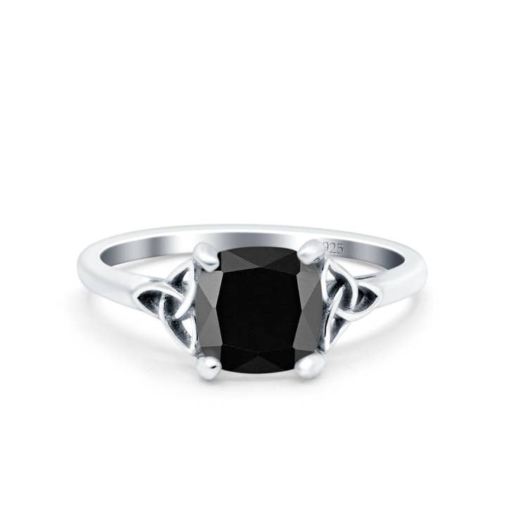 Celtic Art Deco Wedding Bridal Ring Round Simulated Black CZ for wholesale by Blue Apple Imports