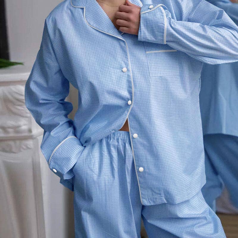 Dipped Shop - Wholesale Sleepwear Set - Women's - Color Block Plaid Loungewear Pajamas Set DP25F8738