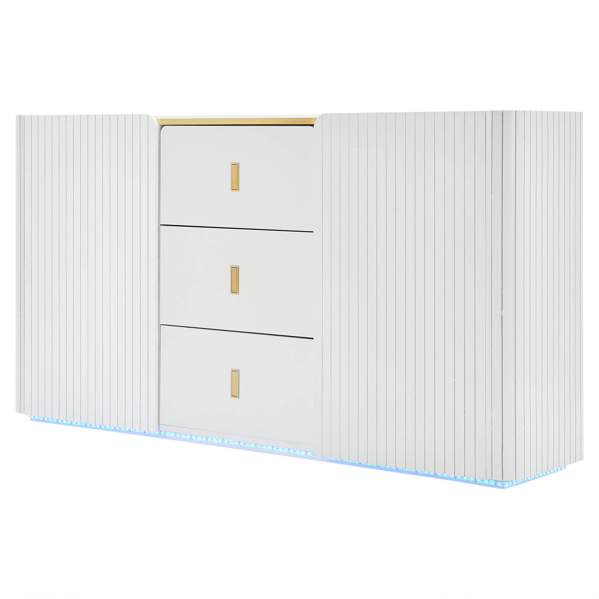 Urban Meuble – Aparador por atacado – Buffet branco elegante 2 portas, 2 gavetas com iluminação LED 150*35*80cm KRAUDREL49