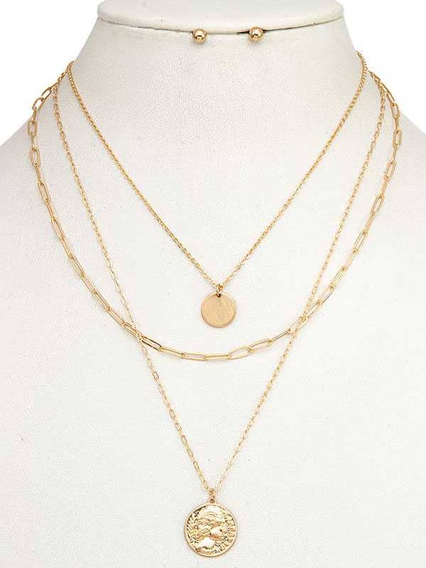 CONJUNTO DE COLAR EM CAMADAS PINGENTE DE MOEDA GRAVADA por atacado de anbfashion
