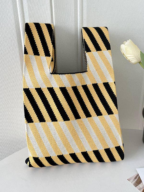 UZ Wholesale Store - Wholesale Tote Bag - Women's - Striped Woven Handbag - Leisure Fashion Suitable2