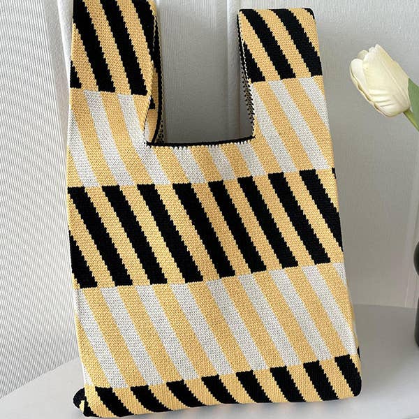 UZ Wholesale Store – wholesale Bärkasse - Dam – Randig vävd handväska - Fritidsmode lämplig2