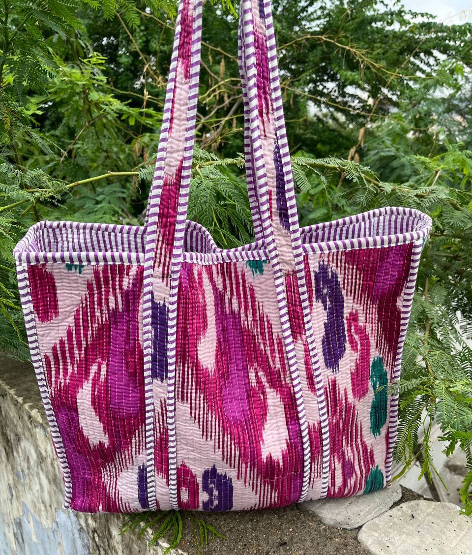 bhavnas boutique - Vente Sac porté épaule – femme - Sac hippie à imprimé ikat, sac de week-end, sacs de transport rembourrés en coton1