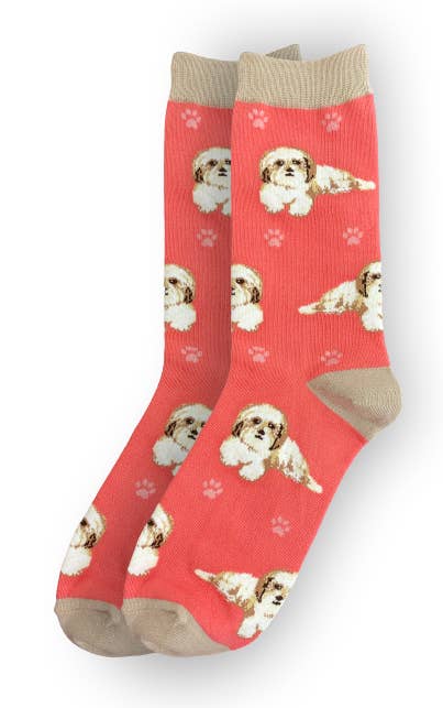 E&S Pets – Großhandel Socken - Unisex – Shih Tzu Tan & White Socken – Lustige Hundesocken – Unisex1