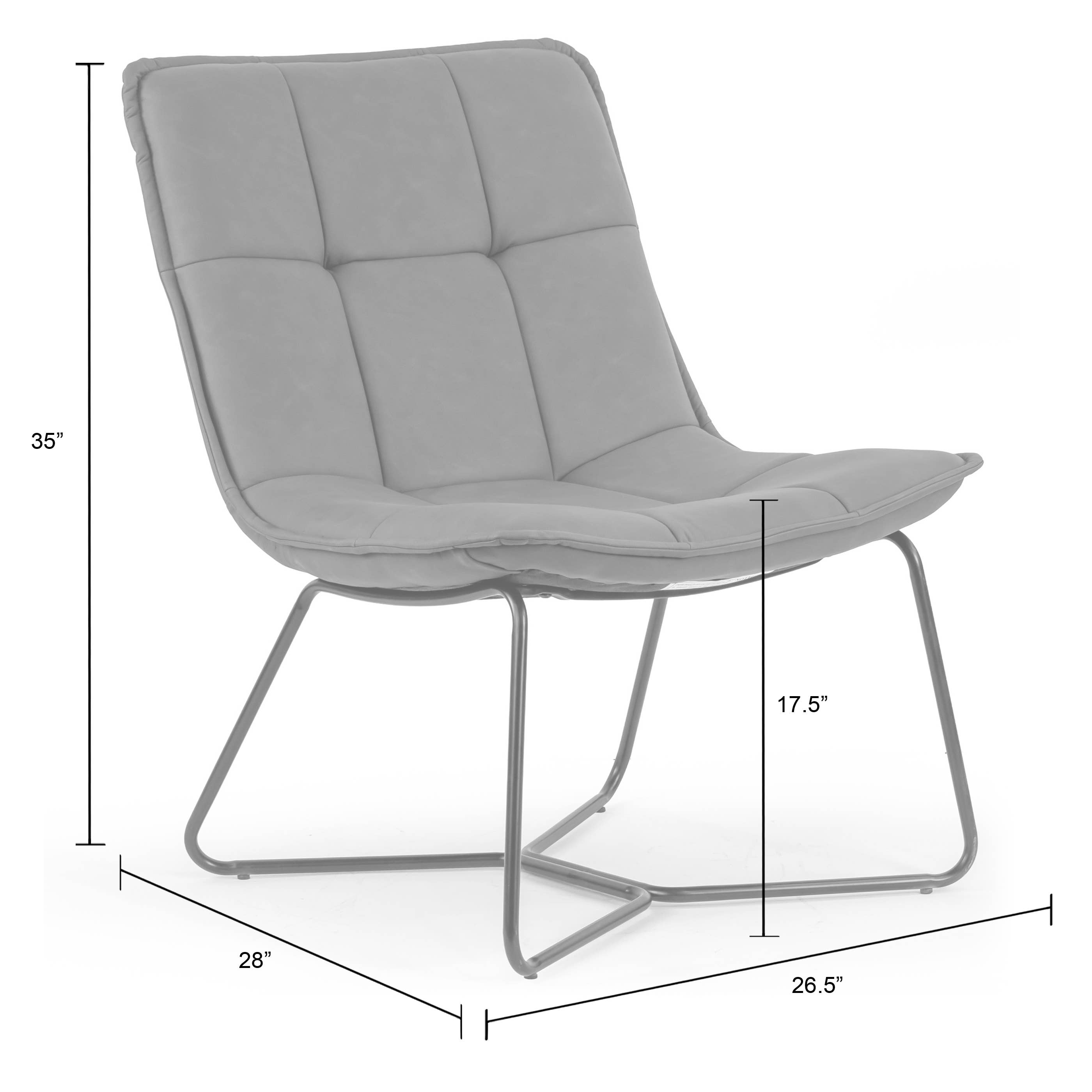 Glamour Home - Wholesale Chair - Aurele Faux Leather Armless Accent Chair with Metal Legs6