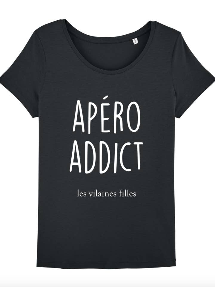 Les Vilaines Filles – Großhandel T-Shirt mit Siebdruck – Damen – Bio-Rundhals-T-Shirt Apero Addict3