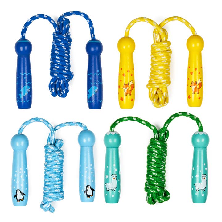 The Twiddlers - Wholesale Sporting game – Child & baby - 4 Children's / Kids Skipping Ropes with Wooden Handles3