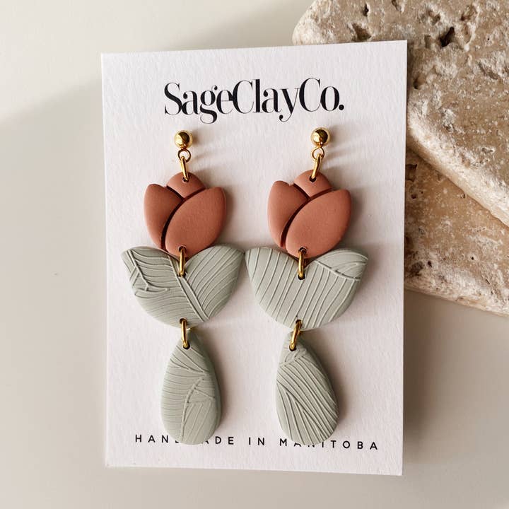 SageClayCo – Engroshandel Hængeøreringe og creoløreringe – Tulip Dangles | Håndlavede Polymer Clay Øreringe0