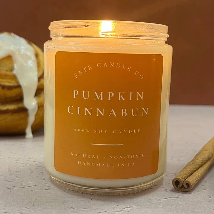 Pumpkin Cinnabun Non-Toxic Candle for wholesale by Fate Naturals