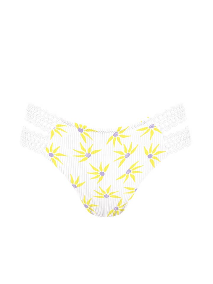 MrMiss Design Studio - Wholesale Swim Bottoms - Women's - Chlamys Varia Brazilian Bikini Bottom Yarn- Gerbera Print
