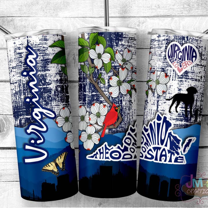 20oz Virginia State Tumbler with lid and straw for wholesale by JMCreationsNC