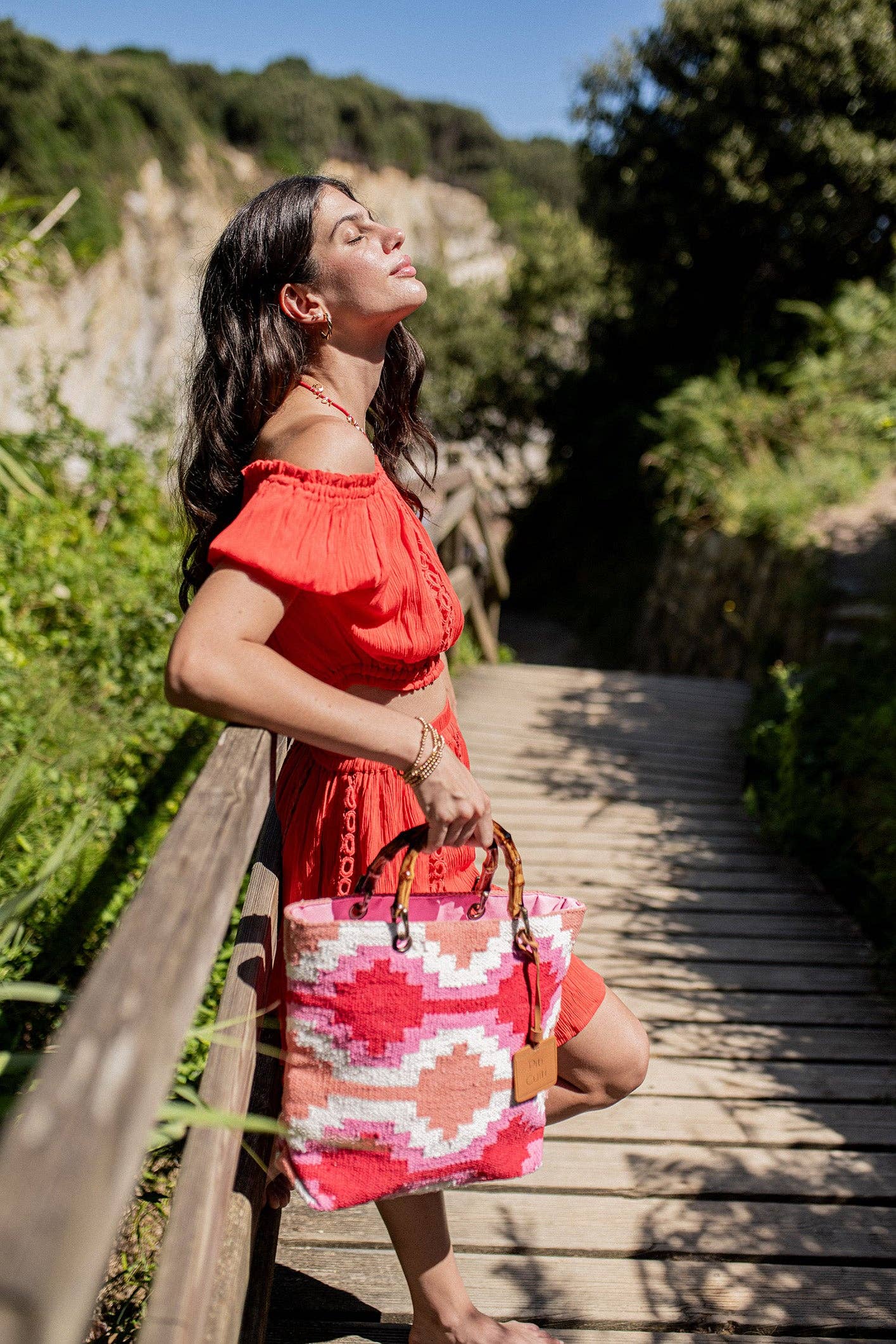 Piti Cuiti – Großhandel Schultertasche – Damen – YUCATAN MEHRFARBIGER ROSA SHOPPER