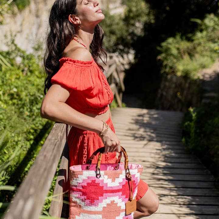 Piti Cuiti – Großhandel Schultertasche – Damen – YUCATAN MEHRFARBIGER ROSA SHOPPER0