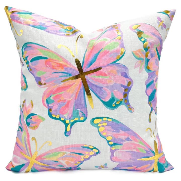 Principessa di Lamina d'Oro Trasformata in Farfalle Cuscino per la vendita all'ingrosso da parte di Rachel Brooks Design, LLC
