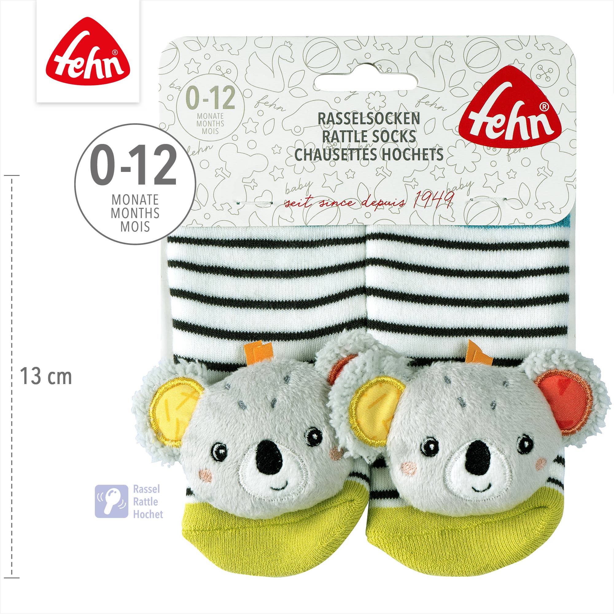 Fehn – Großhandel Socken – Baby – Rasselsocken Koala - Lernspielzeug von 0-12 Monate4