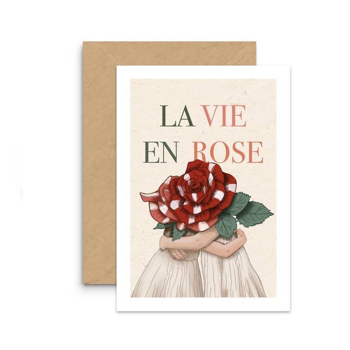 Illustrated Card "La Vie en Rose" – Grandma Fern for wholesale by Memere Fougere