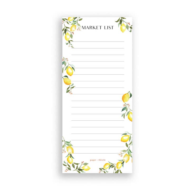 Lemon Market List Notepad for wholesale by Paper Thistle