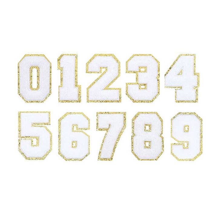 White Varsity Number Patch Pack for wholesale by Viv&Lou