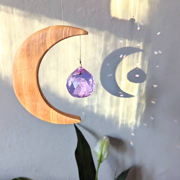 Goddess Provisions – wholesale Suncatcher – Crystal Moon Prism, Rainbow maker, Wall hanging, Sun catcher