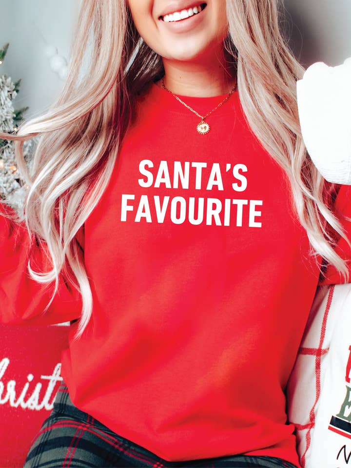 Santa's Favourite (BOLD) Classic Crew Neck Sweater for wholesale by Blonde Ambition Apparel & Designs