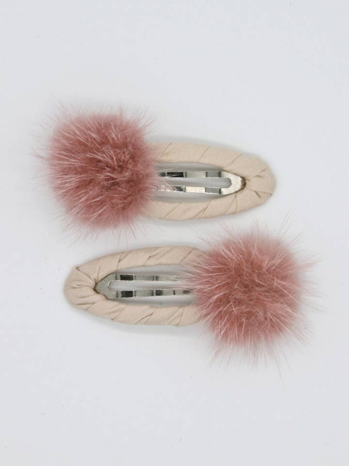 2-pack Iris Clip Beige - Fluffy Pink för wholesale av Liv & Loke