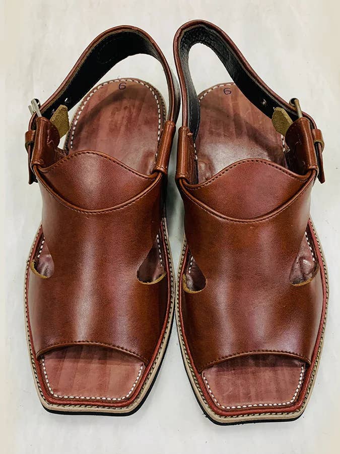 Håndlavet Panjedare Mørkebrun Peshawari Chappal, Traditionel for engroshandel hos vintarust