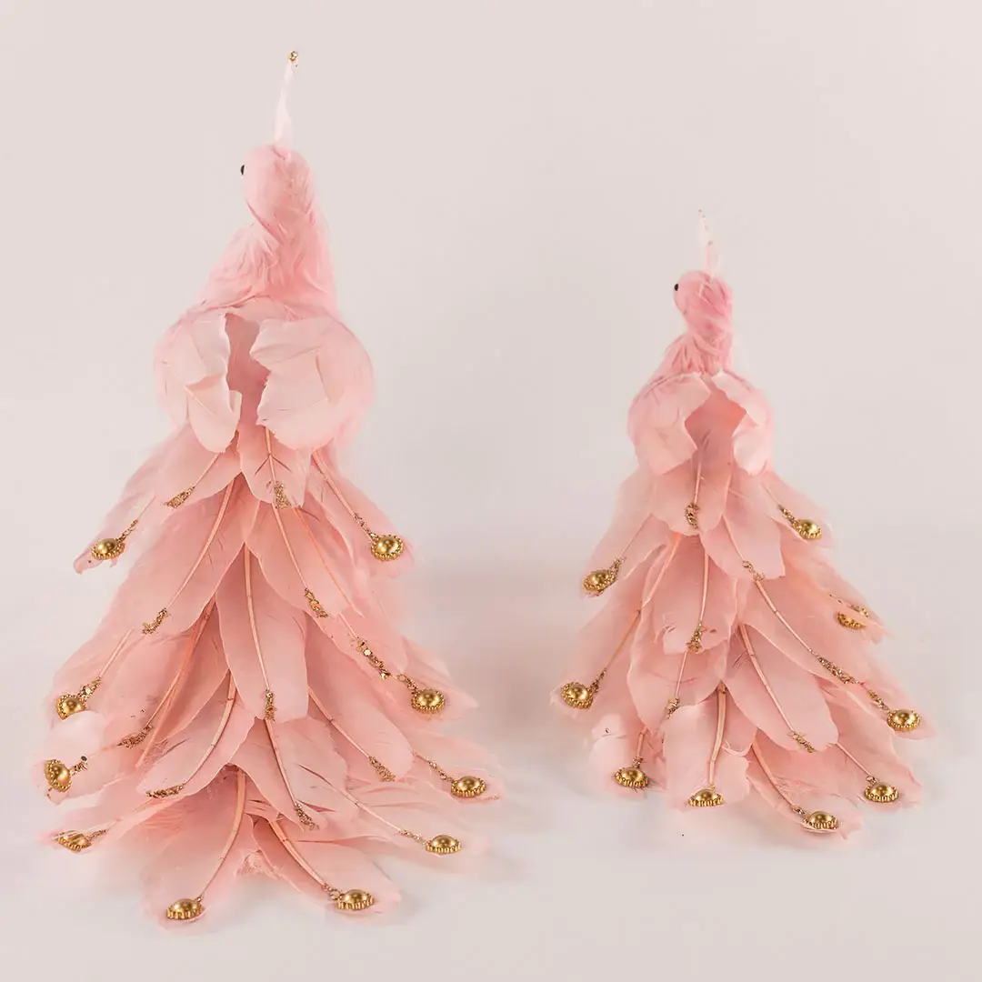 Zucker Feather Products – Engroshandel Pynt – Champagne lyserød påfuglepynt14