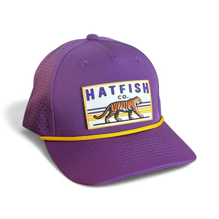 Purple Fighting Tiger - Curved Five Panel Rope Hat and other Purchase Wholesale custom rope hat. Free Returns & Net 60 Terms on Faire trending on Faire.