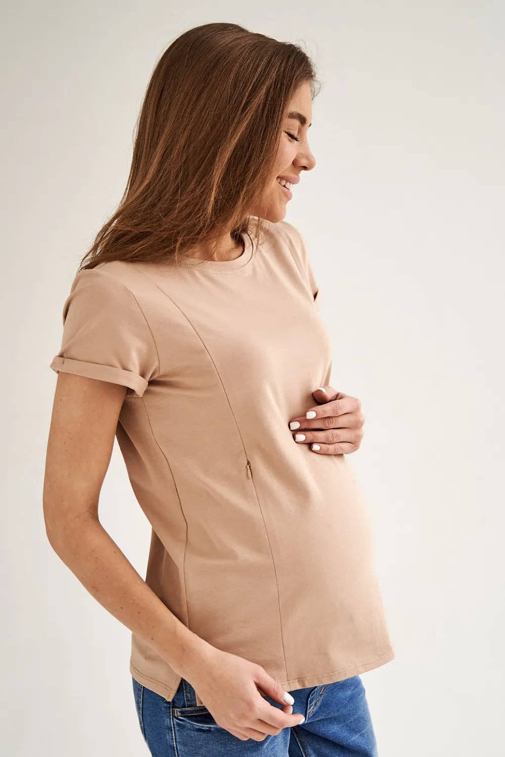 Maternity Clothing – Großhandel Top – Schwangerschafts- & Stillmode – Schwangerschafts-Basics T-Shirt mit Reißverschlüssen zum Stillen 31800413