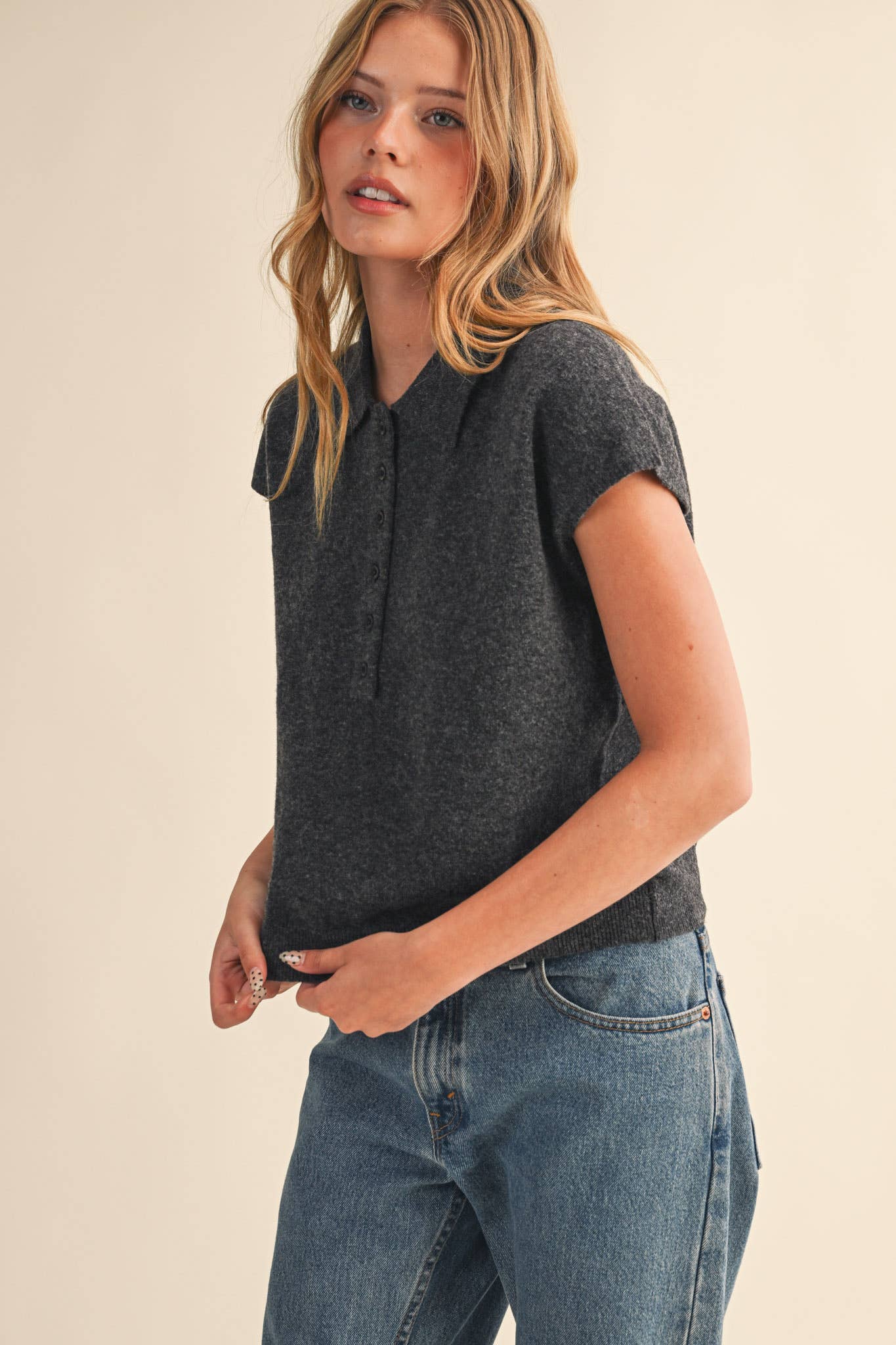 &MERCI – wholesale Tröjväst – Dam – ÄRMLÖS TRÖJA MED KRAGE MSW1123153