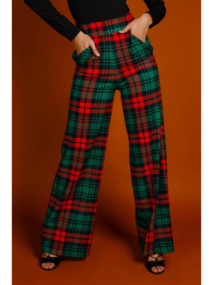 Shinesty, Inc - Wholesale Suit Pants - Women's - Women's Suit Pant | Lincoln Log Love Lady Green Plaid Pant
