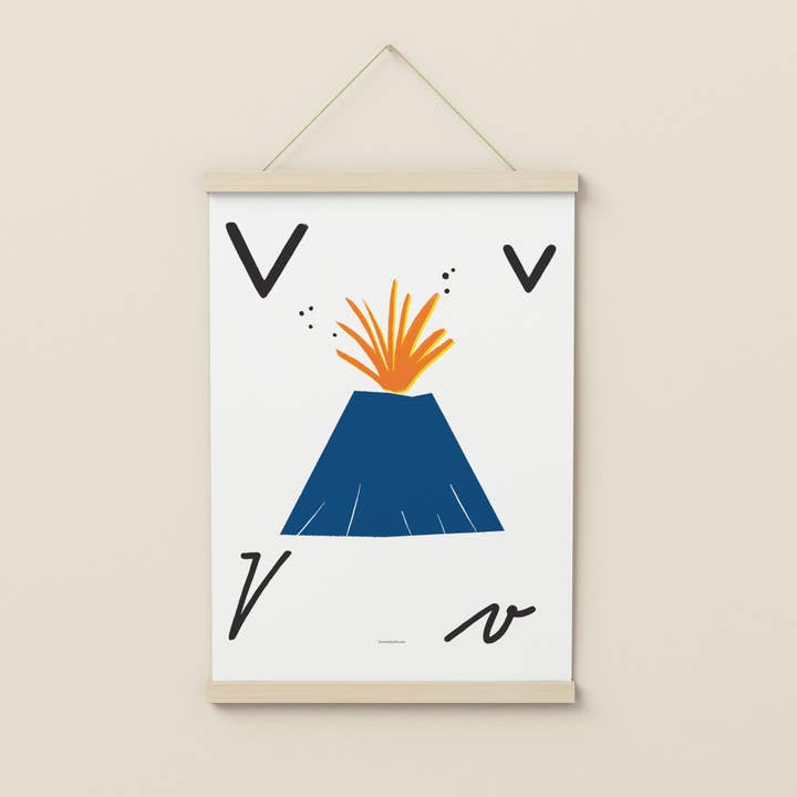 Impression d'art rétro illustrée lettre V pour la vente par Know It All Prints