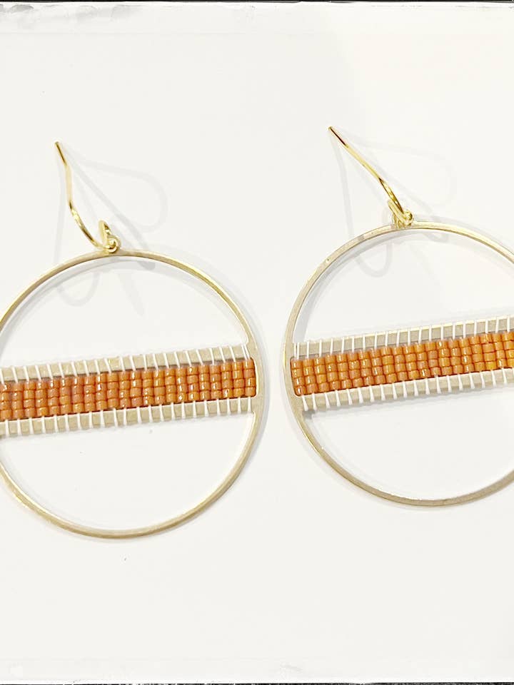 Glass Seed Bead Rust Hoop Circle Brass Earrings Miyuki for wholesale by GentrybyJenna