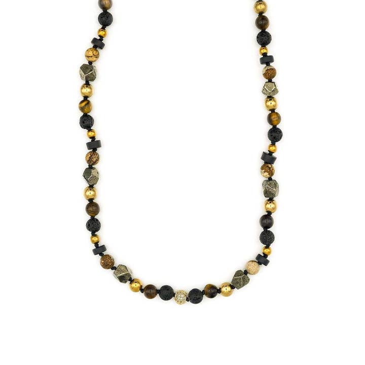 Lava Stone Tiger Eye Spiritual Necklace for wholesale by Popvibe