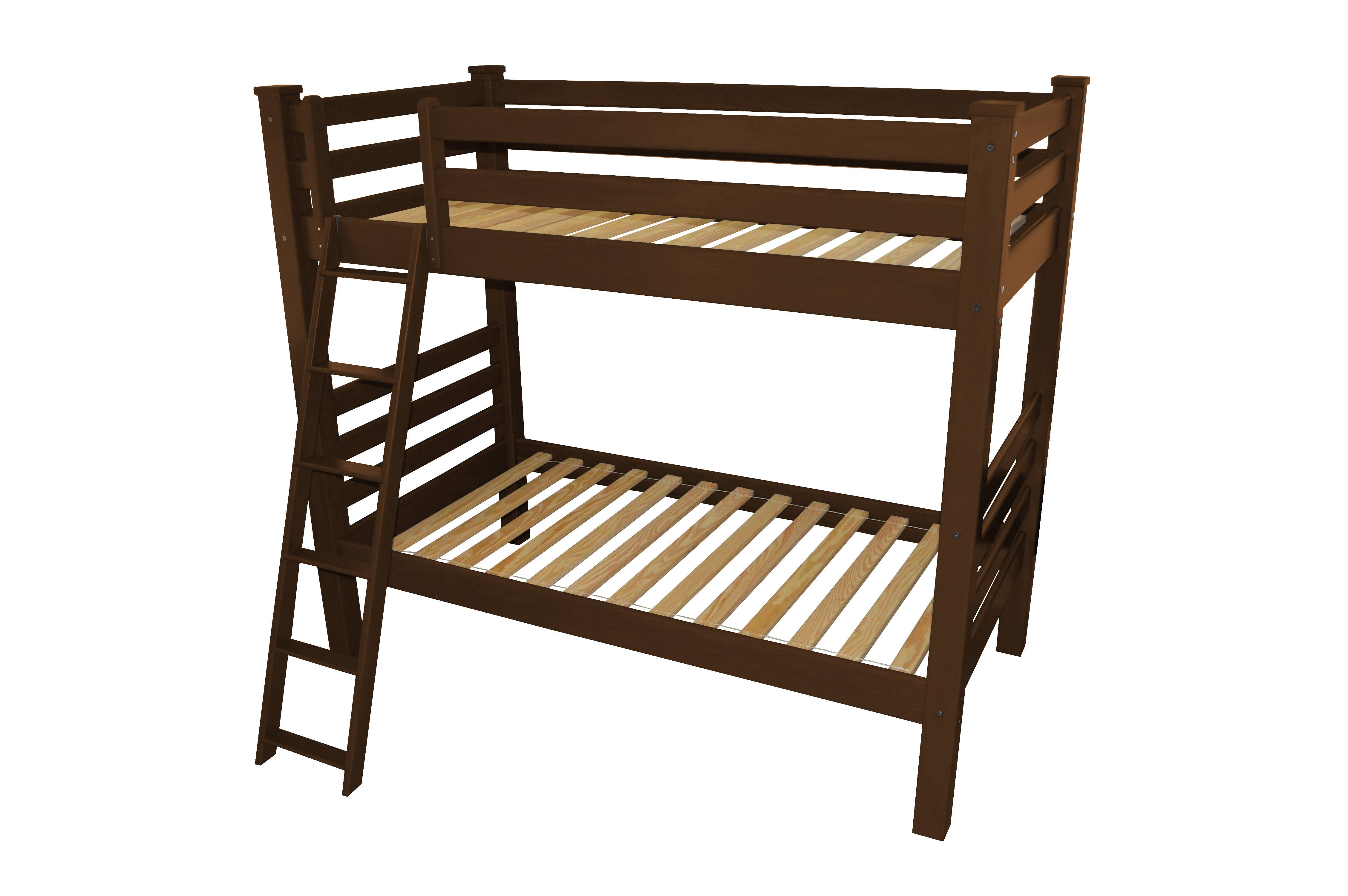 HomeRoots - Wholesale Bed - Red Twin Over Twin Solid Wood Bunk Bed0