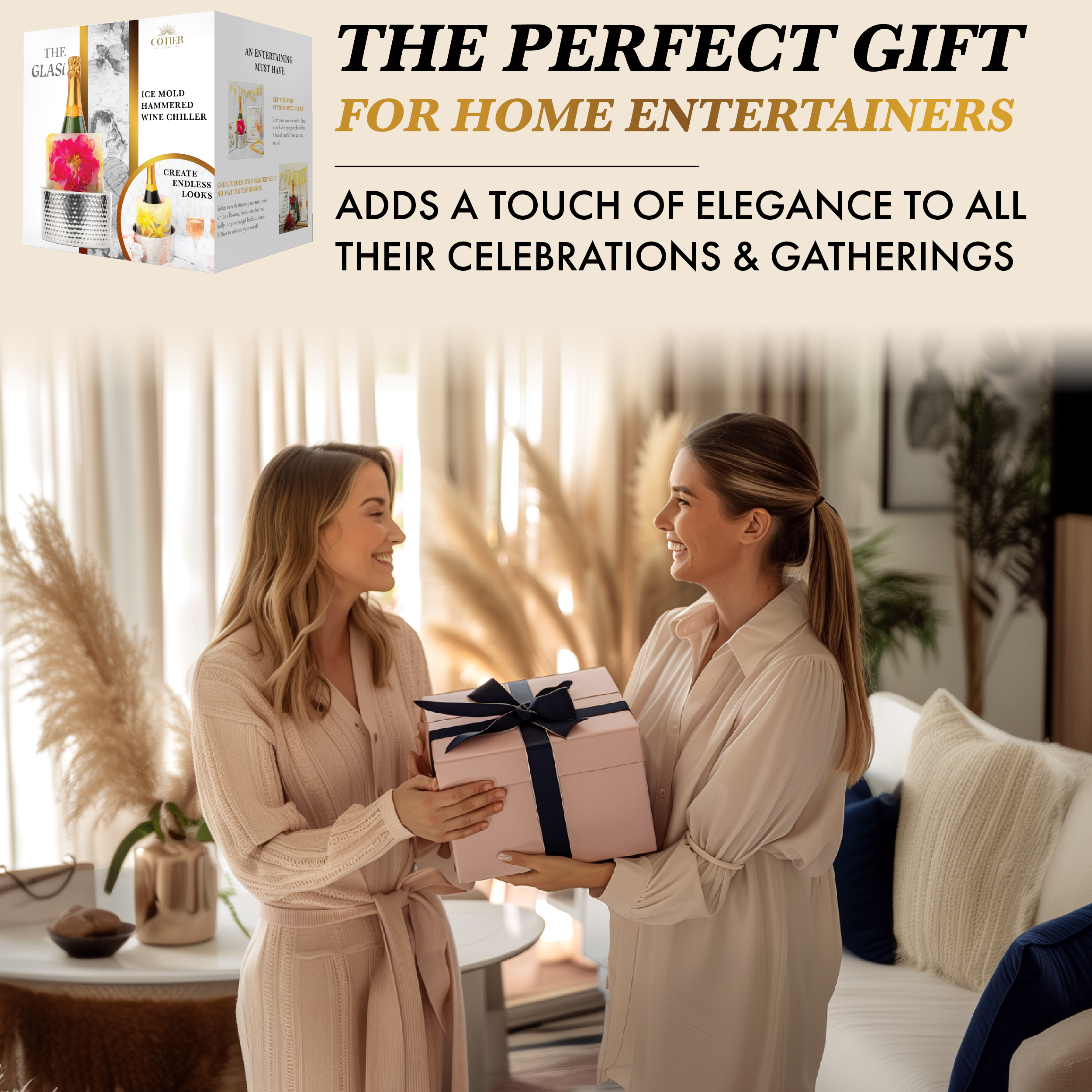 CÔTIER BRAND - Wholesale Wine Bucket - Ice Mold Hammered Wine Bottle Chiller Silver | Hostess Gift7