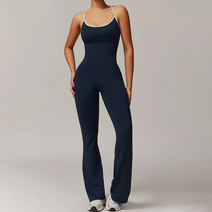 WONDERXFANS - Wholesale Jumpsuit - Women's - Hollow back yoga suit hip-lifting pleated flared jumpsuit6