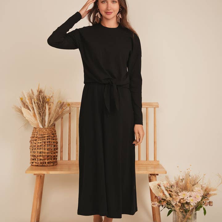 Hush.Shop – Vestido - Mulher por atacado – Vestido maxi com gola redonda A Line2