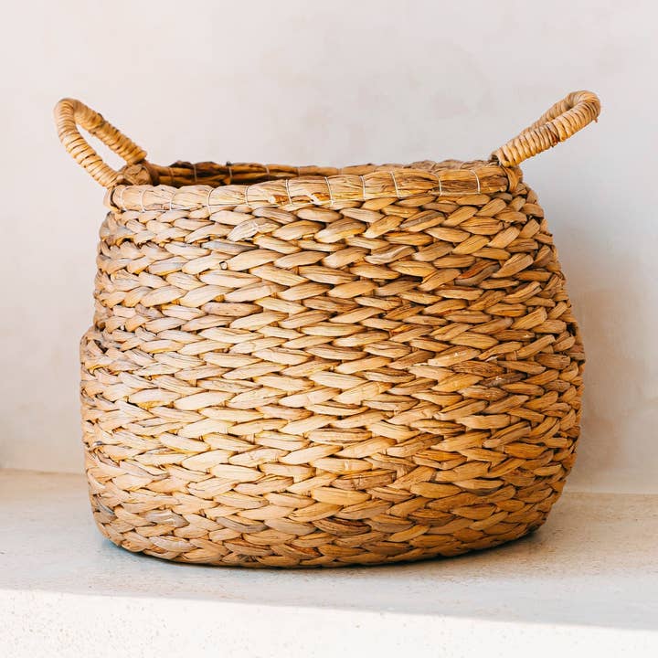 Cesto de Roupa Redondo em Vime – Cesto Boho Bulboso CITRA por atacado de Soeji