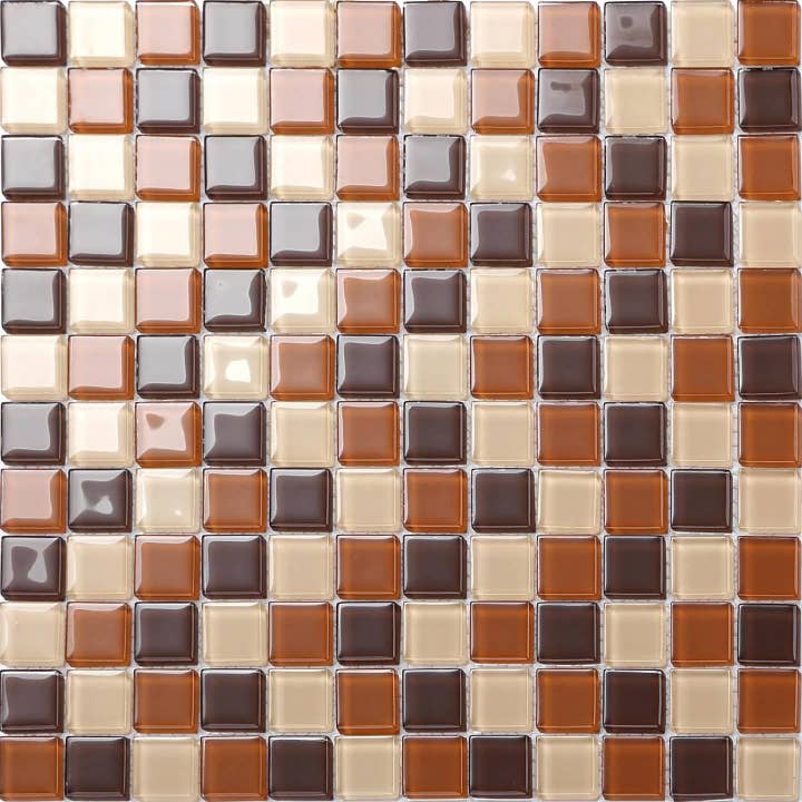 Beige & Brown Glass Mosaic Tiles (MT0082) for wholesale by TJM DIRECT