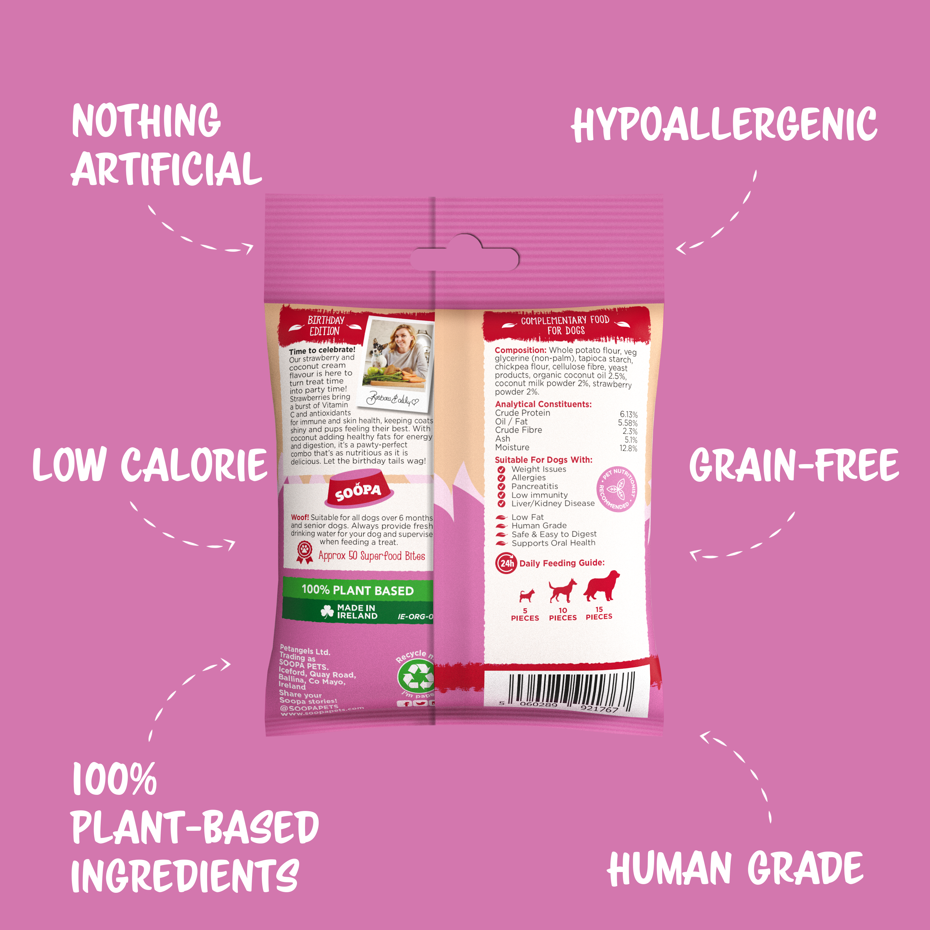 Soopa Europe - Wholesale Pet Treats - Dog - Strawberry & Coco-Cream Cupcake Dog Treats2